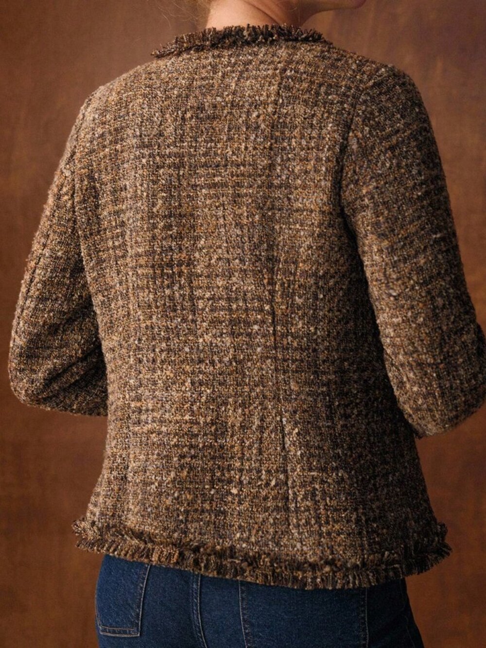 Brown Casual Women's Tweed Button Up Coat - Picture 2 of 7
